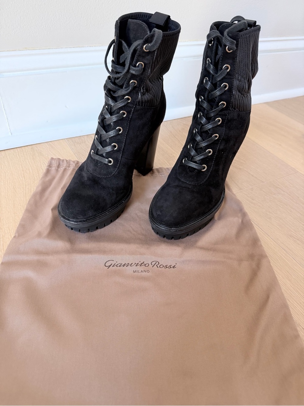 Gianvito Rossi Black Lace-Up Boots